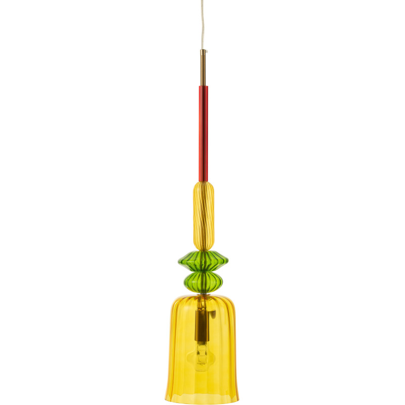 Suspension Zoé 15 cm en Verre Jaune Métal - 1