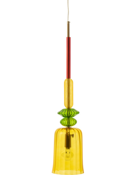 Suspension Zoé 15 cm en Verre Jaune Métal - 1