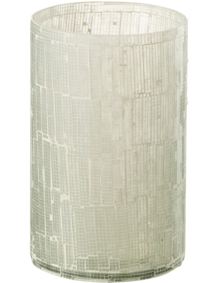 Vase Cylindrique Anatolia Hauteur 20 cm en Verre Gris clair Motif Mosaïque - 1