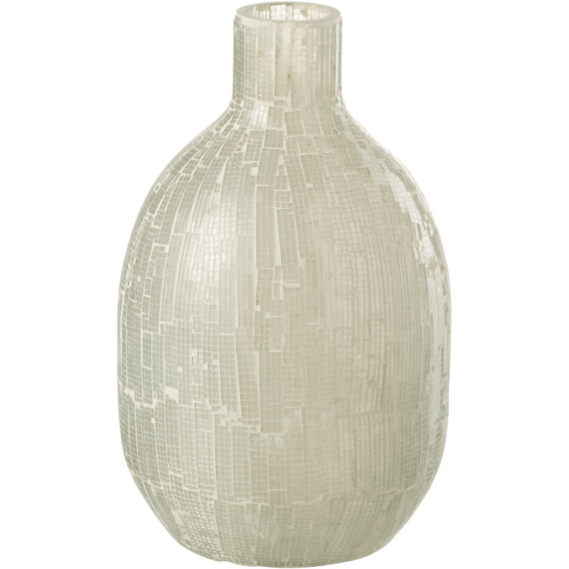 Vase Bouteille Anatolia Hauteur 25 cm en Verre Gris clair Motif Mosaïque - 1