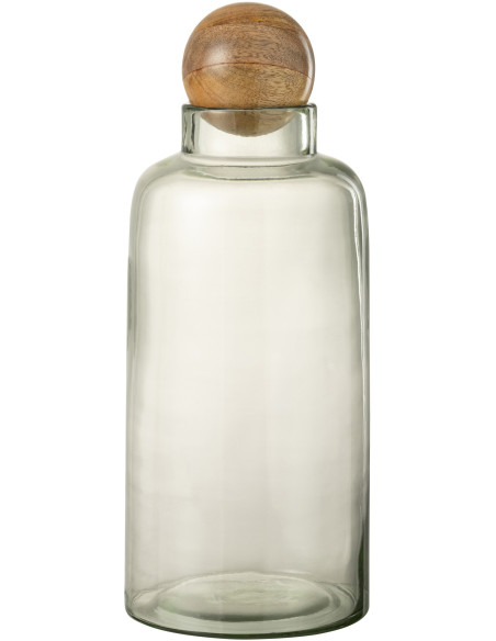 Carafe avec bouchon 4 L Willow en Verre Transparent Bois de saule Naturel - 1