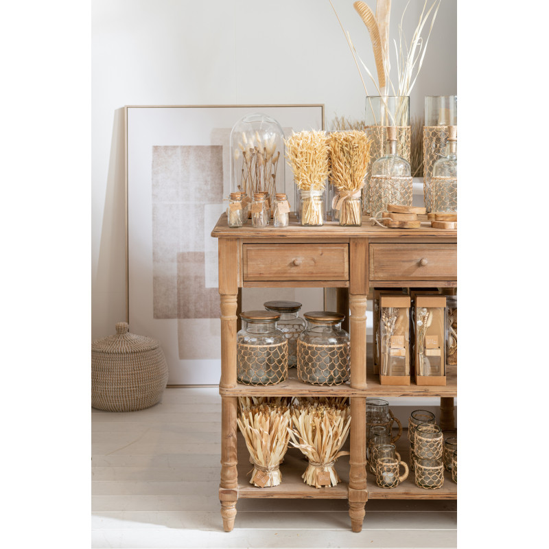 Vase Cylindrique Pesci Hauteur 40 cm en Verre Transparent Jute Naturel - 2