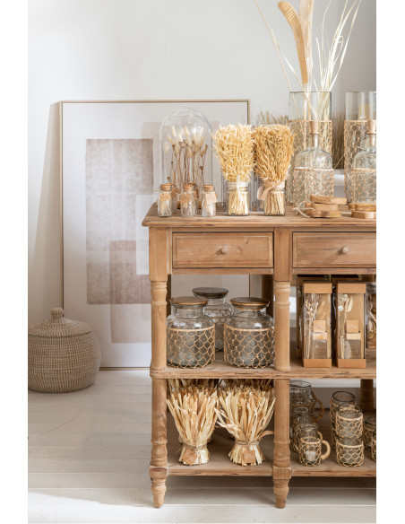 Vase Cylindrique Pesci Hauteur 40 cm en Verre Transparent Jute Naturel - 2