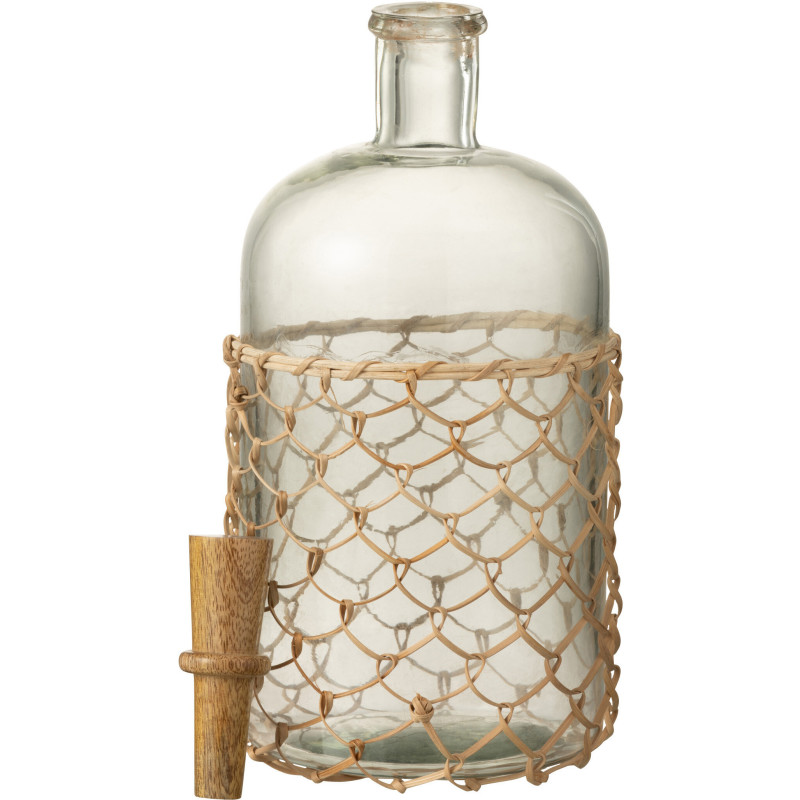Carafe avec bouchon 2 L Pesci en Verre Transparent Rotin Naturel - 3