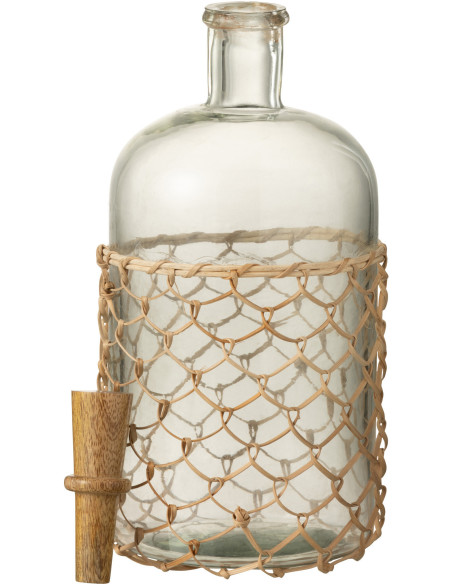 Carafe avec bouchon 2 L Pesci en Verre Transparent Rotin Naturel - 3