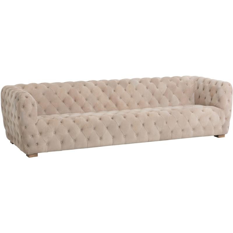 Canapé 3 places Carlotta en Daim Beige Capitonné Bois de frêne - 1