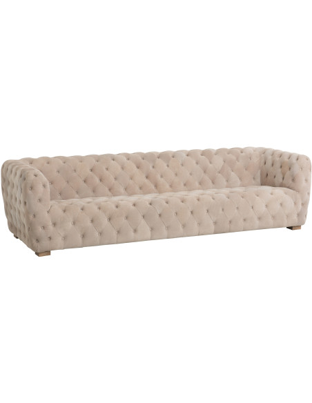 Canapé 3 places Carlotta en Daim Beige Capitonné Bois de frêne - 1