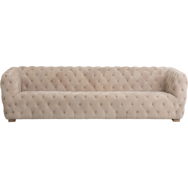Canapé 3 places Carlotta en Daim Beige Capitonné Bois de frêne - 2