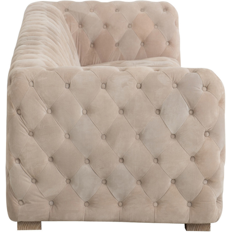 Canapé 3 places Carlotta en Daim Beige Capitonné Bois de frêne - 3