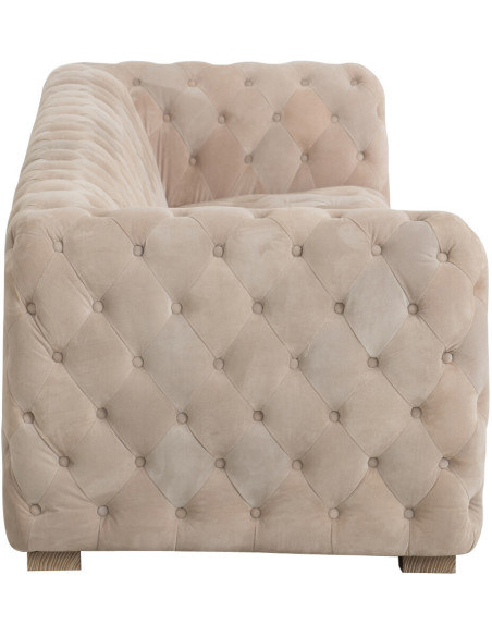 Canapé 3 places Carlotta en Daim Beige Capitonné Bois de frêne - 3