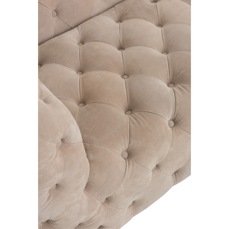 Canapé 3 places Carlotta en Daim Beige Capitonné Bois de frêne - 6