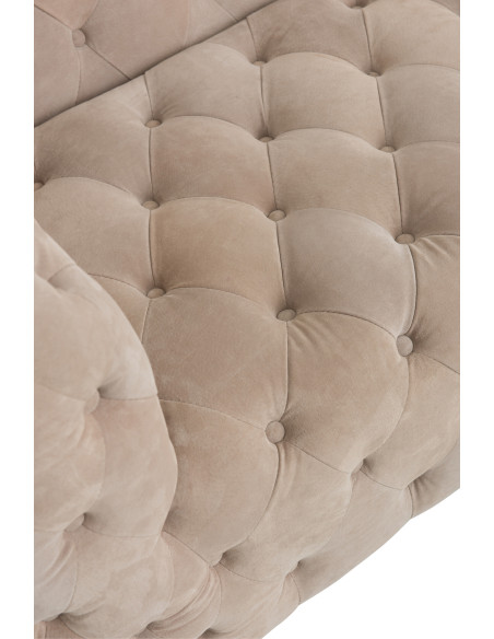 Canapé 3 places Carlotta en Daim Beige Capitonné Bois de frêne - 6