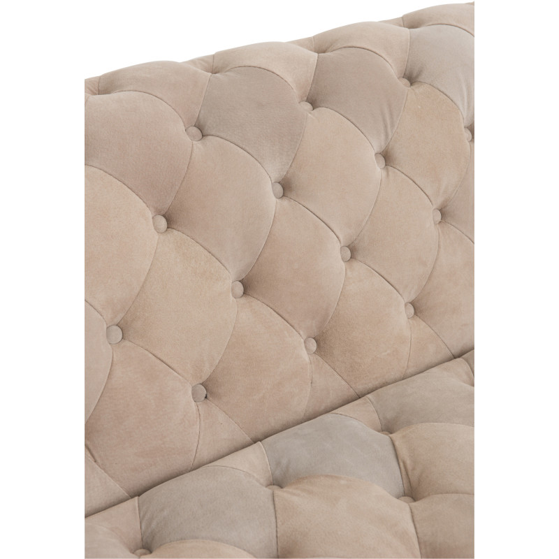 Canapé 3 places Carlotta en Daim Beige Capitonné Bois de frêne - 7