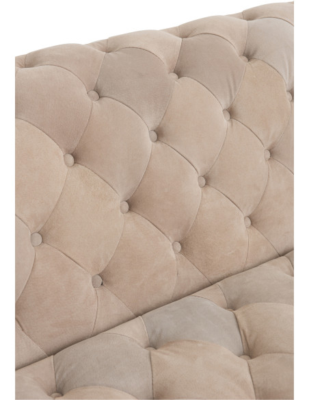 Canapé 3 places Carlotta en Daim Beige Capitonné Bois de frêne - 7