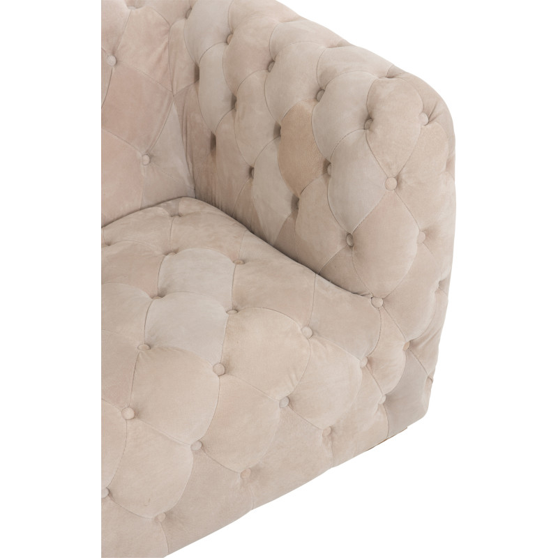 Canapé 3 places Carlotta en Daim Beige Capitonné Bois de frêne - 8