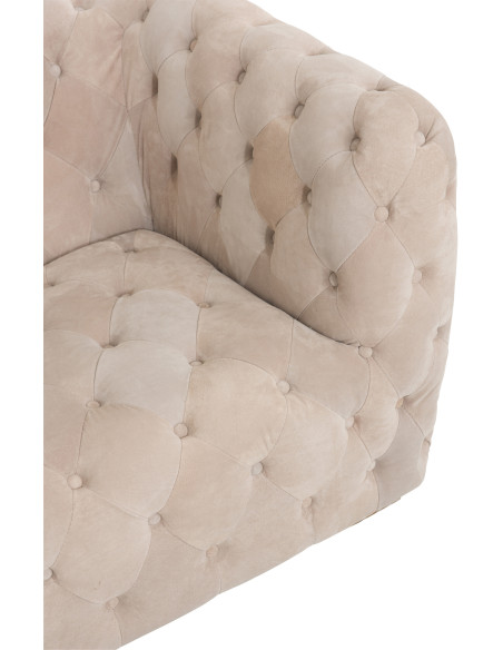 Canapé 3 places Carlotta en Daim Beige Capitonné Bois de frêne - 8