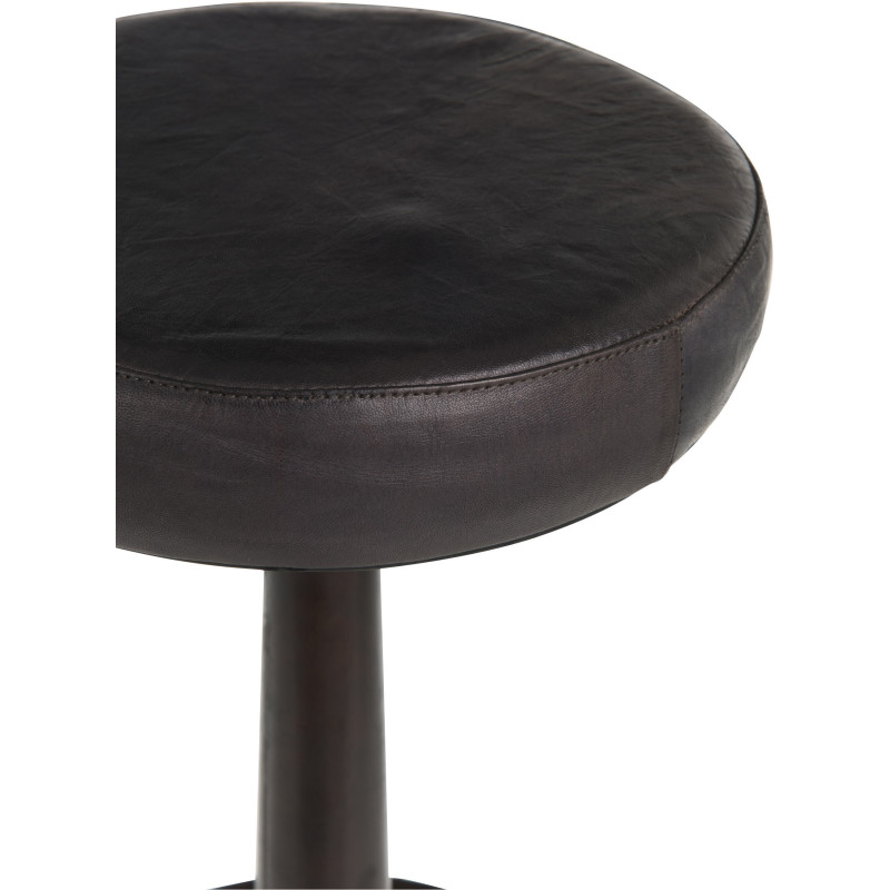 Tabouret de bar Bistro en Cuir véritable Noir Métal Noir - 3