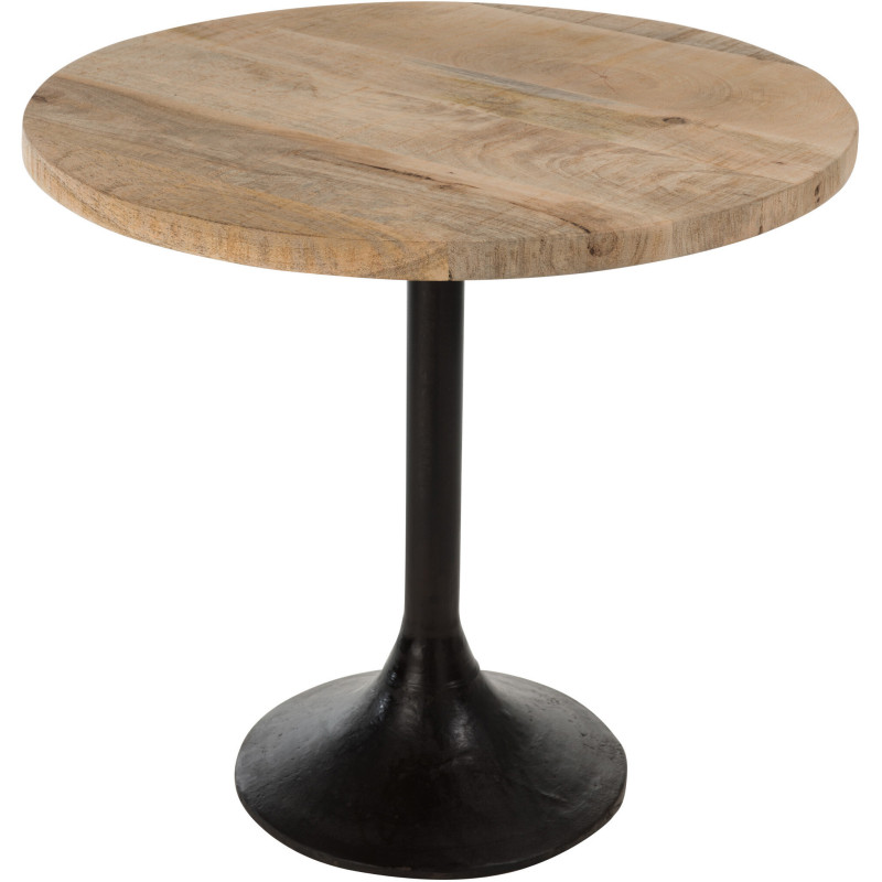Table à manger Ronde 2 personnes Harper en Bois Naturel Métal Noir - 1
