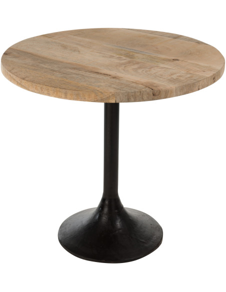 Table à manger Ronde 2 personnes Harper en Bois Naturel Métal Noir - 1