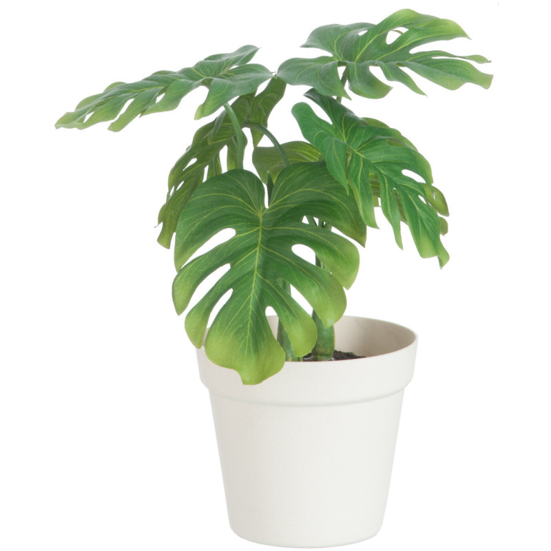 Plante artificielle Philodendron Hauteur 30 cm en Plastique Vert Avec pot - 1