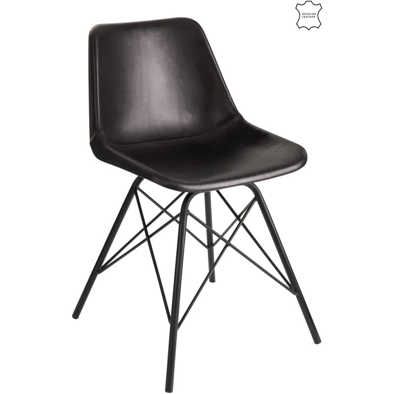 Chaise Loft en Cuir véritable Noir Métal Noir - 1