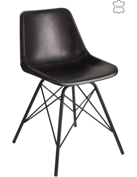 Chaise Loft en Cuir véritable Noir Métal Noir - 1