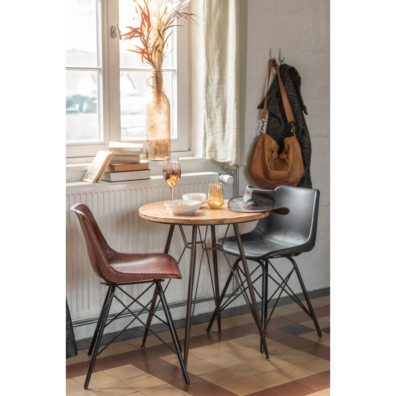 Chaise Loft en Cuir véritable Noir Métal Noir - 2