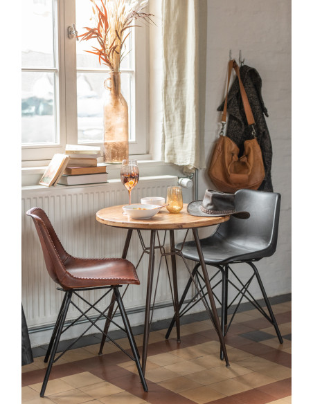 Chaise Loft en Cuir véritable Noir Métal Noir - 2