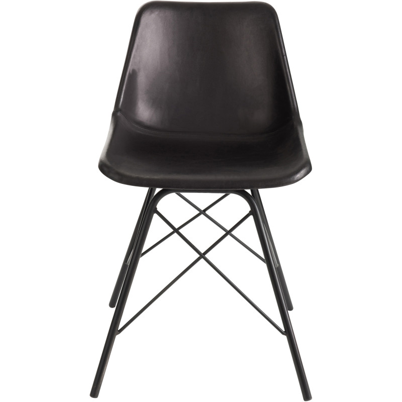 Chaise Loft en Cuir véritable Noir Métal Noir - 3