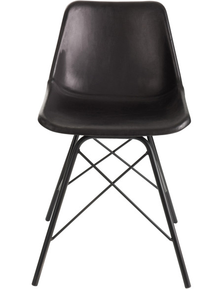 Chaise Loft en Cuir véritable Noir Métal Noir - 3
