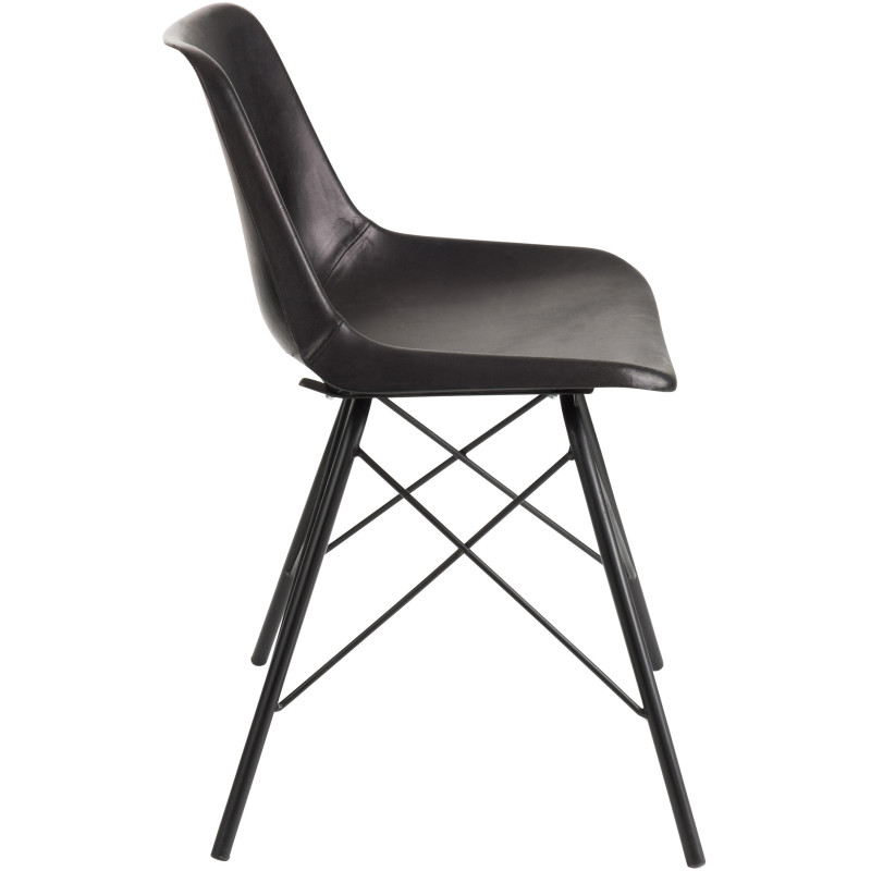Chaise Loft en Cuir véritable Noir Métal Noir - 4