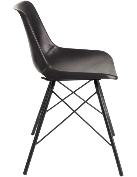 Chaise Loft en Cuir véritable Noir Métal Noir - 4