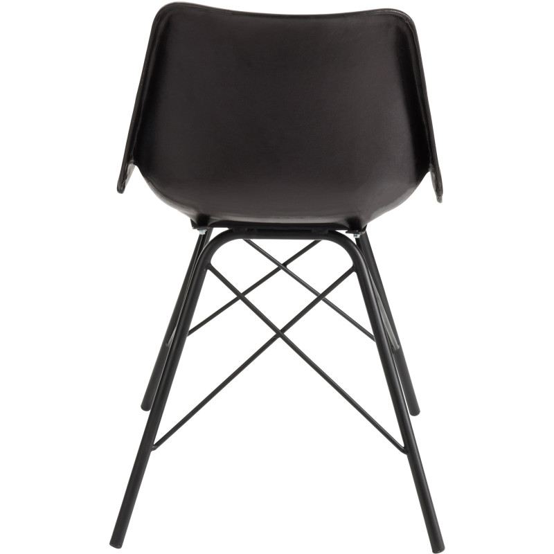 Chaise Loft en Cuir véritable Noir Métal Noir - 5