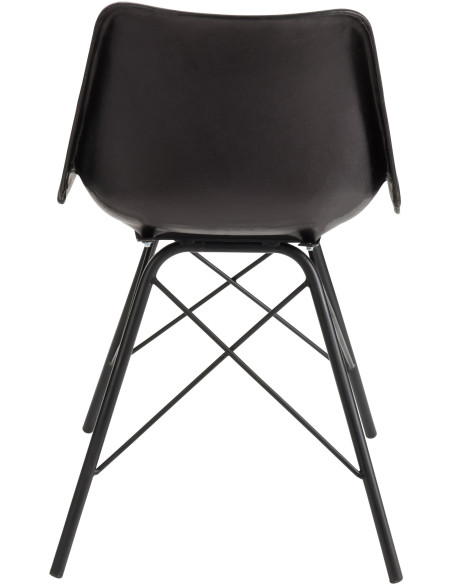 Chaise Loft en Cuir véritable Noir Métal Noir - 5