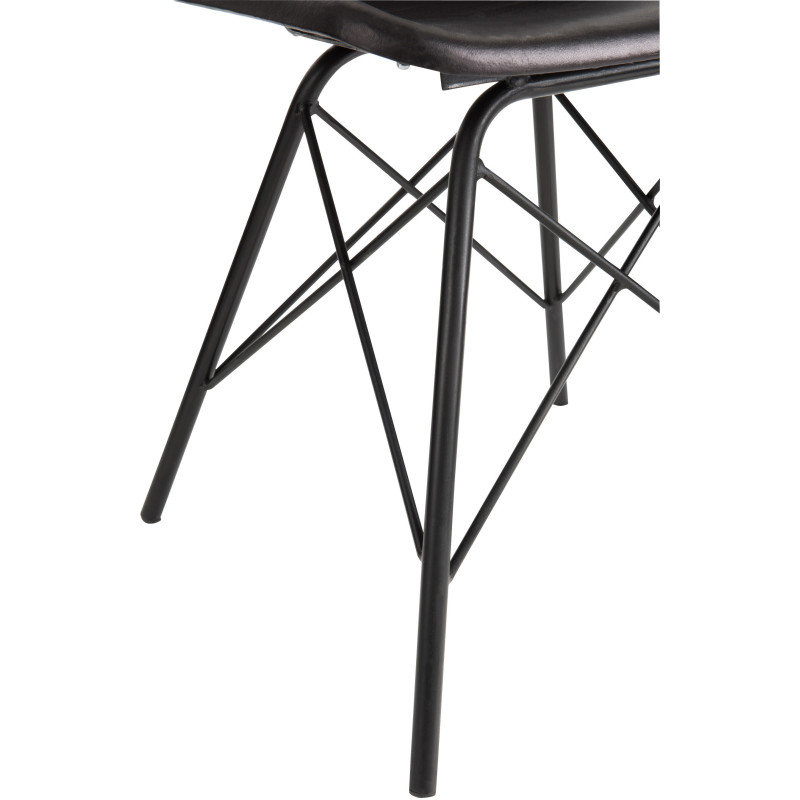 Chaise Loft en Cuir véritable Noir Métal Noir - 6