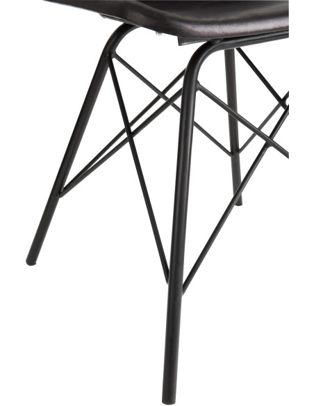 Chaise Loft en Cuir véritable Noir Métal Noir - 6