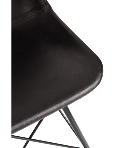 Chaise Loft en Cuir véritable Noir Métal Noir - 8