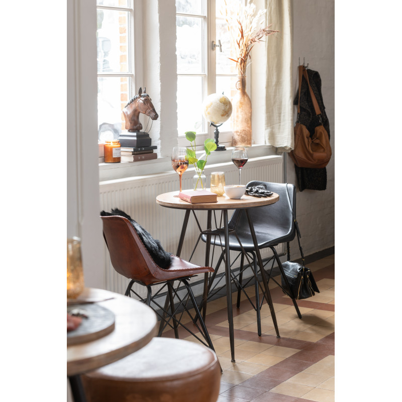 Chaise Loft en Cuir véritable Noir Métal Noir - 10