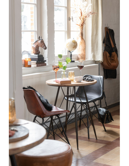 Chaise Loft en Cuir véritable Noir Métal Noir - 10