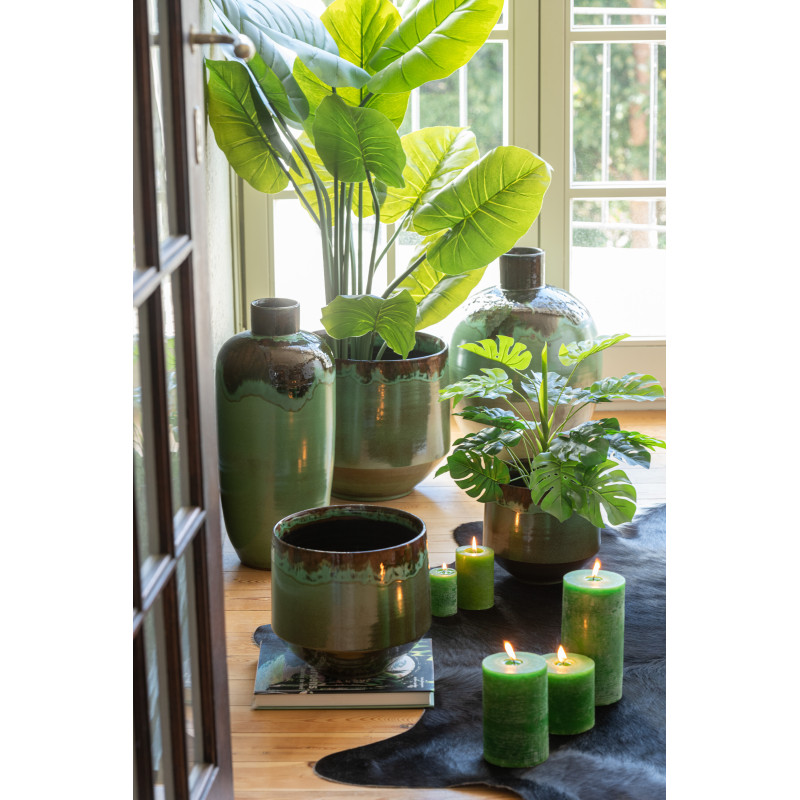 Bougie Cylindrique XL Vert clair J-Line en Cire 48 heures Hauteur 10 cm - 2