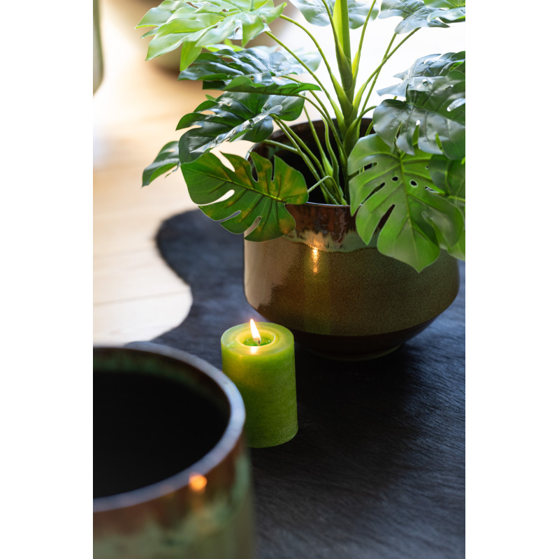 Bougie Cylindrique XXL Vert clair J-Line en Cire 120 heures Hauteur 15 cm - 2