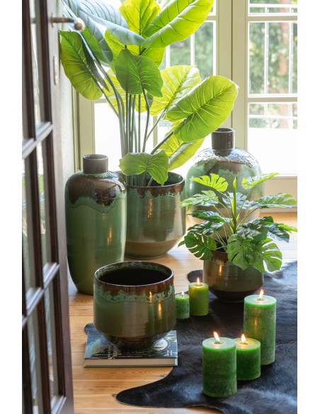 Bougie Cylindrique XXL Vert clair J-Line en Cire 140 heures Hauteur 20 cm - 2