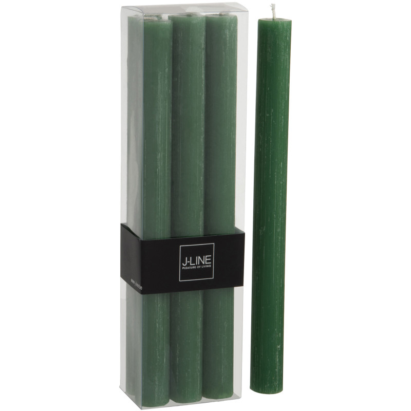 Bougie Cylindrique Vert clair J-Line en Cire 13 heures Hauteur 25 cm (Lot de 6) - 1
