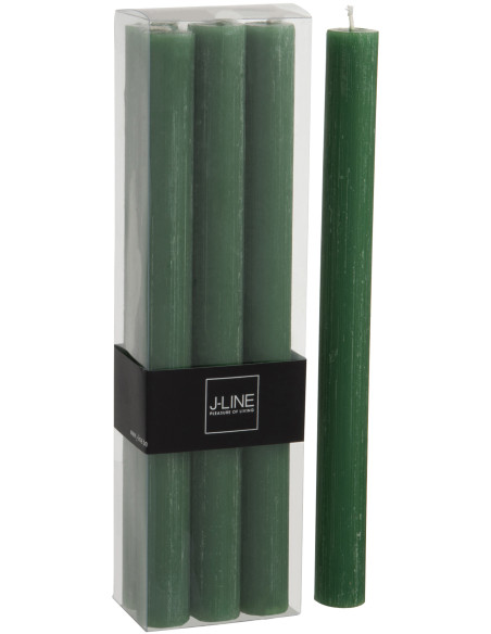 Bougie Cylindrique Vert clair J-Line en Cire 13 heures Hauteur 25 cm (Lot de 6) - 1