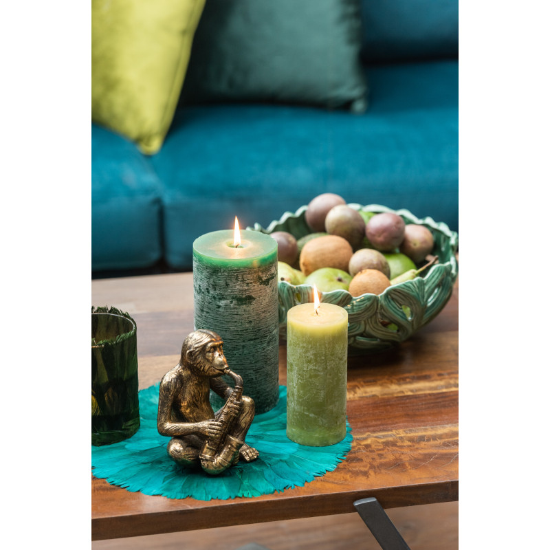 Bougie Cylindrique XXL Vert foncé J-Line en Cire 70 heures Hauteur 15 cm - 2