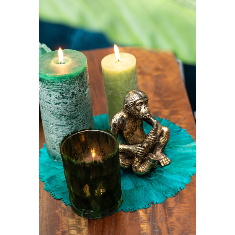 Bougie Cylindrique XXL Vert foncé J-Line en Cire 70 heures Hauteur 15 cm - 3