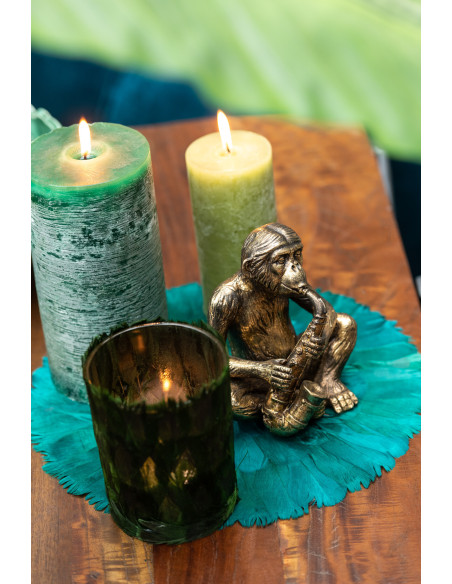 Bougie Cylindrique XXL Vert foncé J-Line en Cire 70 heures Hauteur 15 cm - 3