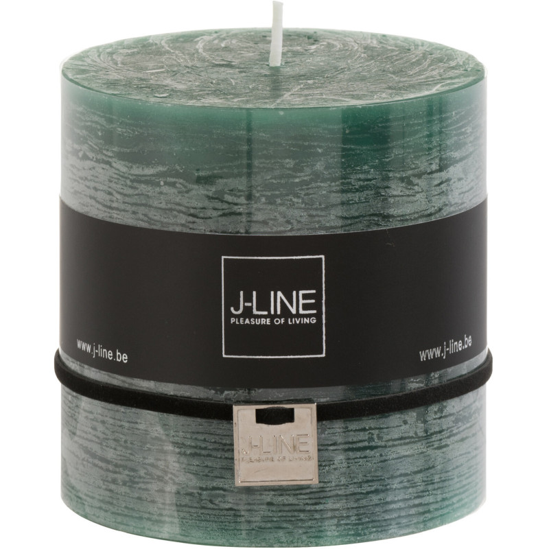 Bougie Cylindrique XXL Vert foncé J-Line en Cire 80 heures Hauteur 10 cm - 1