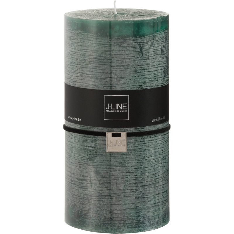 Bougie Cylindrique XXL Vert foncé J-Line en Cire 140 heures Hauteur 20 cm - 1