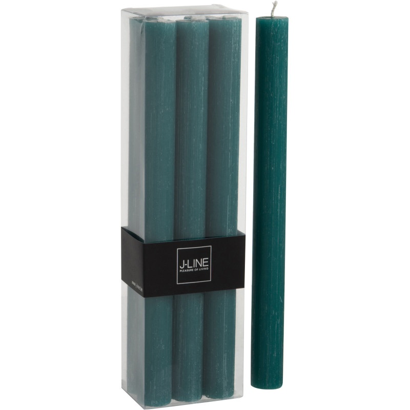 Bougie Cylindrique Vert foncé J-Line en Cire 13 heures Hauteur 25 cm (Lot de 6) - 1